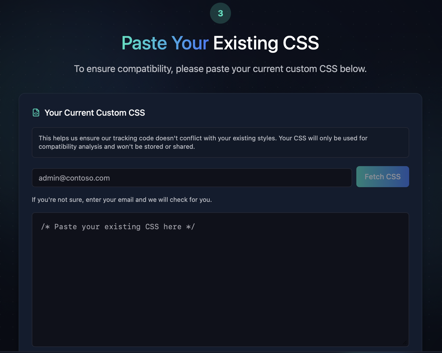 Step 3: Submit Existing CSS